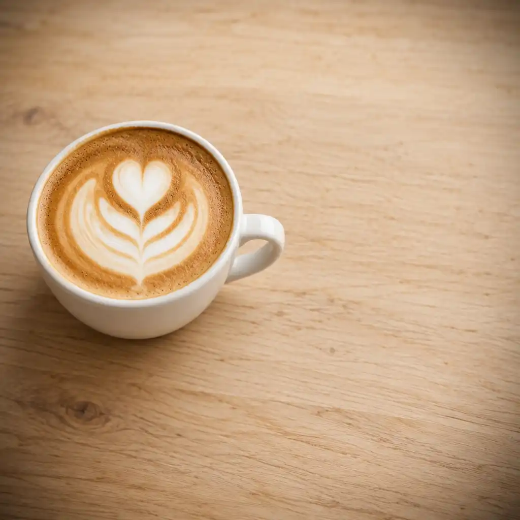 Cappuccino z latte art w białej filiżance